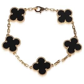 Van Cleef & Arpels Yellow Gold Onyx Vintage Alhambra Bracelet