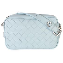 Bottega Veneta Piccola Borsa a Tracolla Intrecciato in Nappa Blu Chiaro