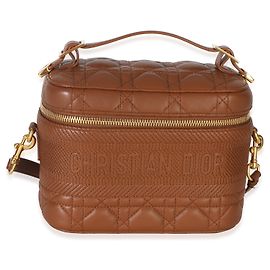 Christian Dior Small DiorTravel Vanity aus braunem Lammleder Cannage