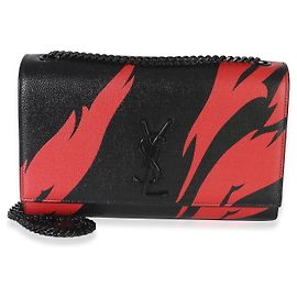 Bolsa de corrente Kate Medium Saint Laurent Black Red Flame Grain De Poudre