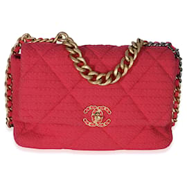 Borsa a patta Chanel 19 Large in boucle matelassé rosa Chanel
