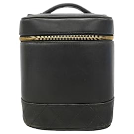 Borsa Vanity Chanel in pelle d'agnello nera