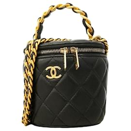 Borsa Vanity Chanel in pelle di agnello nera