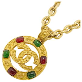 Collana Chanel placcata oro con pietre colorate