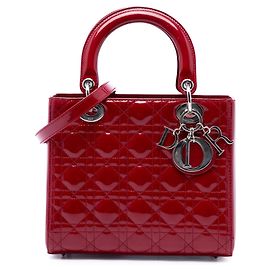 Dior Red Medium Patent Cannage Lady Dior