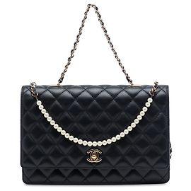 Chanel Black CC Quilted Lambskin Fantasy Pearl Single Flap