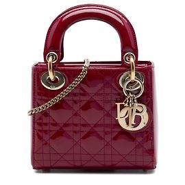Dior Red Mini Patent Cannage Lady Dior