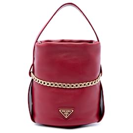 Prada Red Mini Nappa Petit Sac Bucket Bag