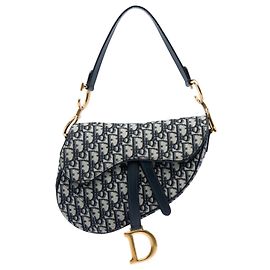 Borsa Saddle Dior in tela Oblique blu