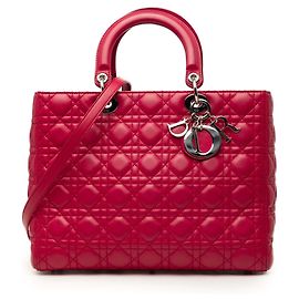 Dior Pink Large Lambskin Cannage Lady Dior
