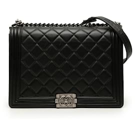 Chanel Black Large Quilted Lambskin Boy Flap