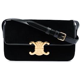 Céline Borsa a tracolla Claude in velluto nero Celine