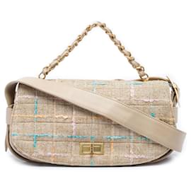 Borsa Chanel Mademoiselle in Tweed Beige Chocolate Bar