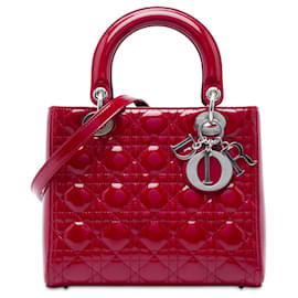 Dior Red Medium Patent Cannage Lady Dior