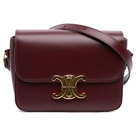 Celine Red Teen Shiny Calfskin Triomphe Crossbody - Céline