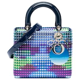 Dior Blue Dior Lady Art No 3 Edition Li Shurui Medium Calfskin Printed and Studded Lady Dior