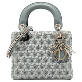 Dior Gray Mini Suede Stone And Beads Lady Dior