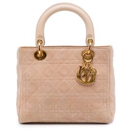 Dior Pink Medium Suede Cannage Lady Dior