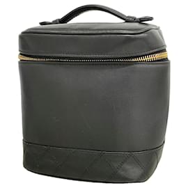 Borsa Vanity Chanel Bicolore in Pelle d'Agnello Nera
