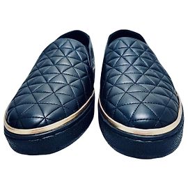 Sneakers Balmain Slip-On in Pelle Matelassé Nero e Oro - Nuove - Full Set