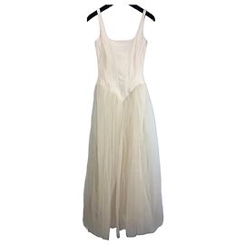 Autre Marque Lace & Beads Corsagenkleid aus Tüll in Creme