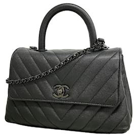 Borsa Chanel in pelle di vitello martellata nera