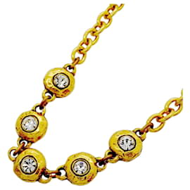 Collana Chanel placcata oro con strass