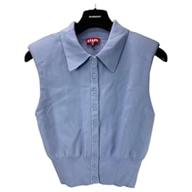 Colete de botões com colarinho em algodão Baby Blue Staud