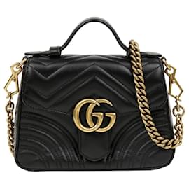 Mini Borsa GG Marmont con manico superiore Nera - Gucci