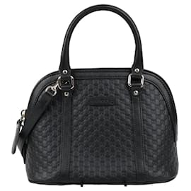 Gucci Mini Borsa Tote Dome in Pelle Microsima Nera