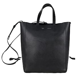Borsa a spalla tote Vertical Cabas piccola in pelle nera - Céline