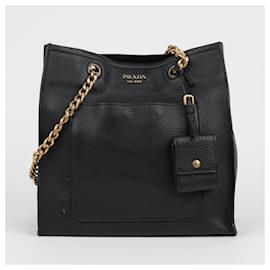 Prada Borsa a spalla con catena in Vitello Daino Nero
