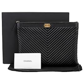 Chanel Chevron Boy New Medium Clutch