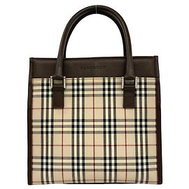 Sac à main en cuir et toile Burberry Check