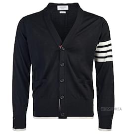 Herren-Cardigan aus Merinowolle mit Diagonalmuster - Thom Browne
