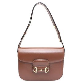Gucci Braune Leder-Schultertasche und Crossbody-Bag mit Horsebit-Detail