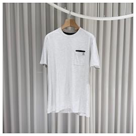 Baumwoll-T-Shirt mit Logo-Tasche, Rundhals, kurzärmelig, weiß - Brunello Cucinelli