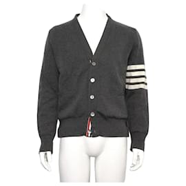 Thom Browne Herren-Cardigan in Milano-Stich mit diagonaler Borte
