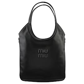 Miu Miu Ivy Leder-Tote-Bag Schwarz