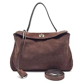 Borsa Balenciaga Suede Rodeo Medium Marrone in scamosciato