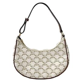 Borsa Hobo Triomphe Triope Canvas Borsa a Tracolla Medium White - Céline