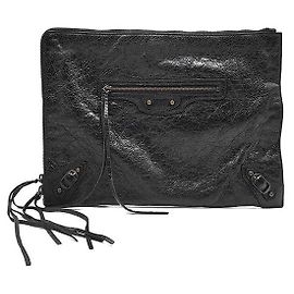 Clutch Balenciaga Motor Classic in pelle nera
