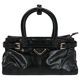 Prada Mini mala de mão em couro preto