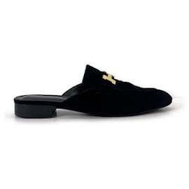 Mule Loafer Trocadero in velluto con logo dorato - Hermès