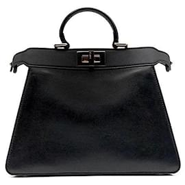 Fendi I SEE U Peekaboo Small Borsa a mano in pelle nera