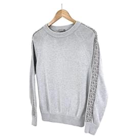 Jacquard-Strickpullover für Herren mit schräger Borte, hellgrau - Dior