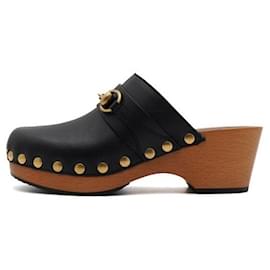 Horsebit Clog Mules aus schwarzem Kalbsleder - Gucci