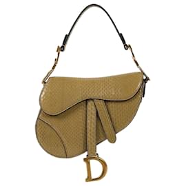 Mini borsa Saddle in pelle di lucertola Gialla - Dior