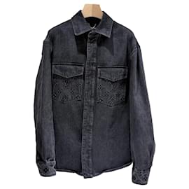 Louis Vuitton Giacca-camicia da lavoro in denim monogram nero