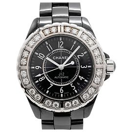 Orologio da uomo Chanel J12 Lunetta Diamanti H1174 Quadrante Nero